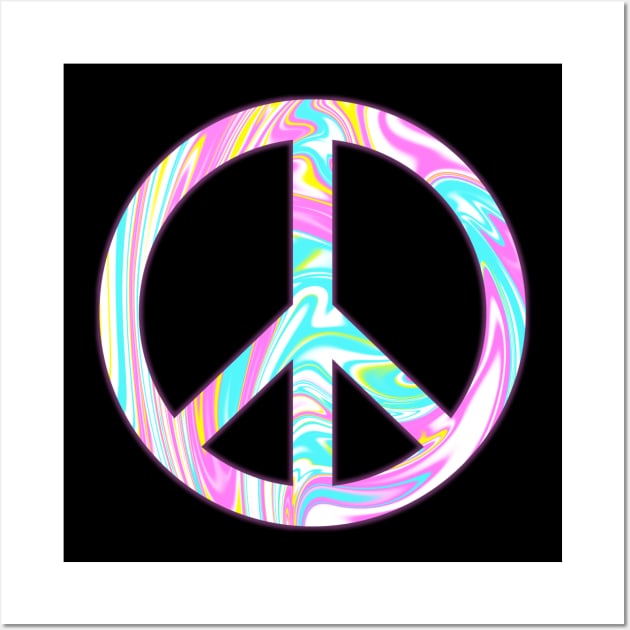 PSYCHEDELIC PEACE SYMBOL Wall Art by SquareClub